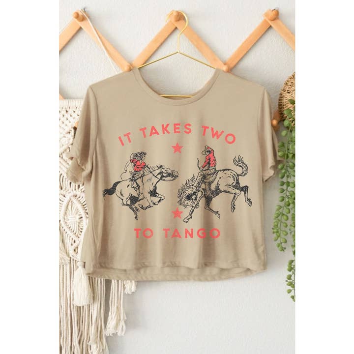 HRTandLUV - Wholesale Screen Printed T-Shirt - Women's - IT TAKES TWO TO TANGO GRAPHIC CROP TOP0