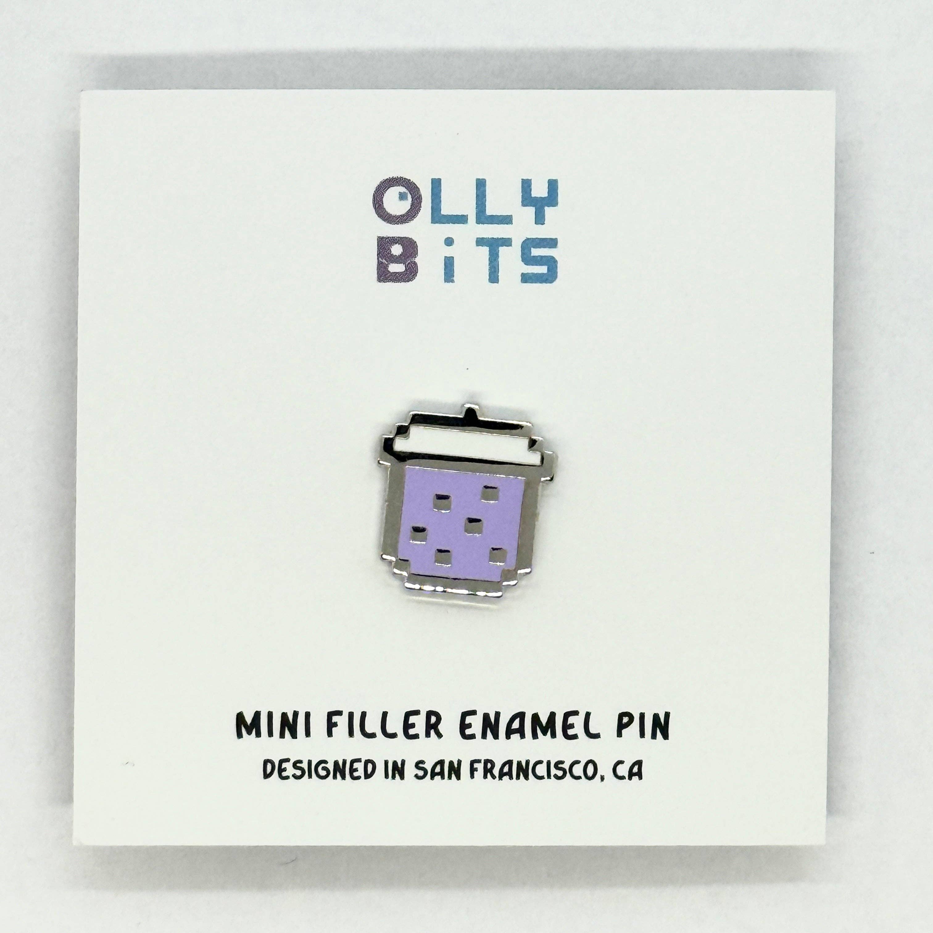 Ollybits Pixel Art - Wholesale Lapel Pin/Button - Purple Taro Pixel Boba Mini Filler Enamel Pin1