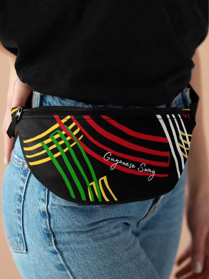 Guyanese Swag Ice Gold Grün Streifen Bauchtasche für den Großhandel von Guyanese Swag