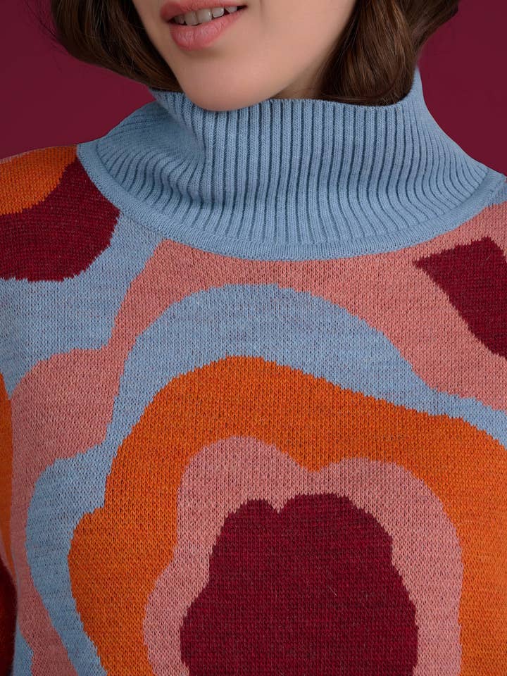 MADE IN SENS - Wholesale Knit Sweater - Women's - POLUX FLOWERPOWER ORANGE SWEATER