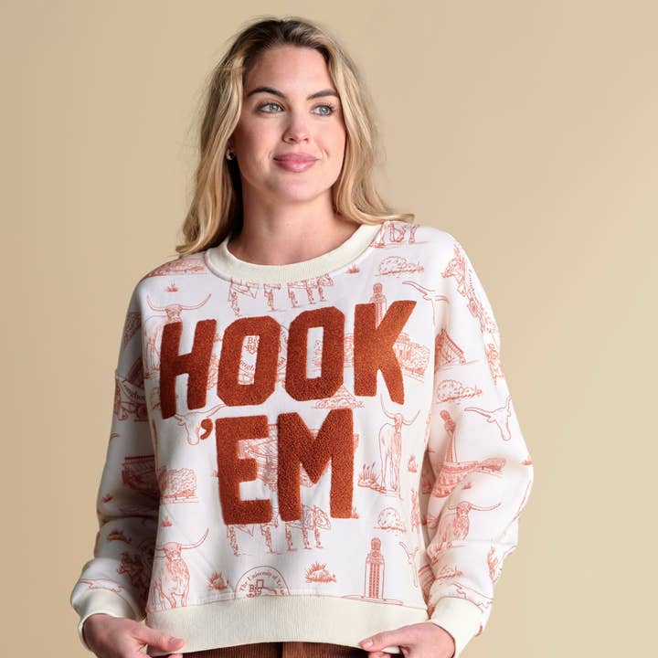 The Team Toile Pullover | Texas for wholesale by Stewart Simmons