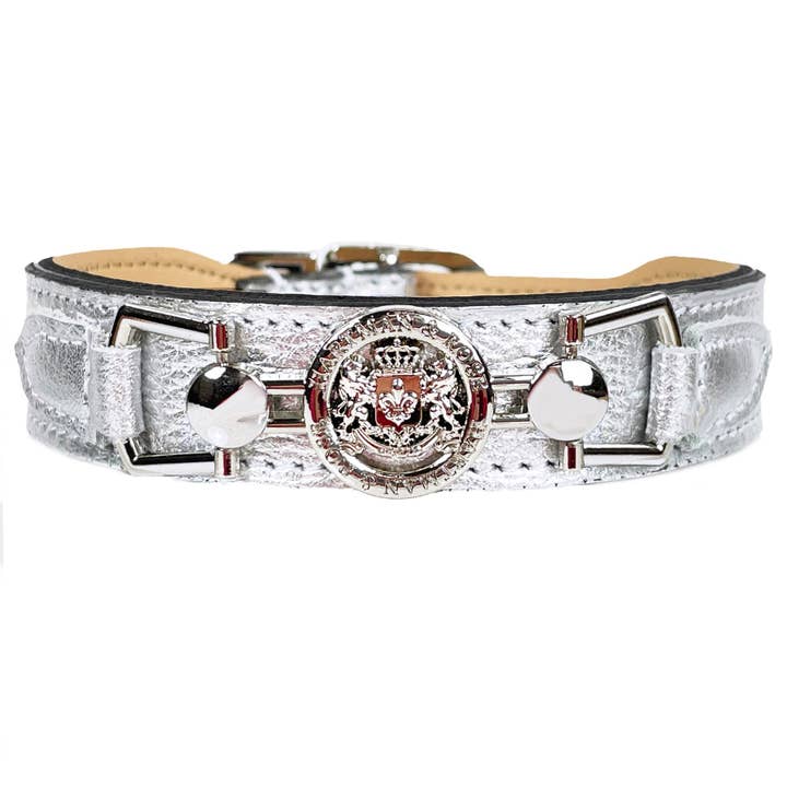 Collier pour chien Dynasty en argent métallisé et nickel pour la vente par Hartman & Rose