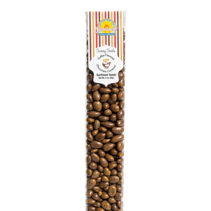 Sunflower Food Company - Wholesale Chocolate Covered Sweets - Coffee Flavored Chocolate Sunflower Seeds 3oz tube