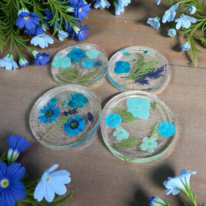 Ciao Bella Jewelry Inc – wholesale Underlägg – Pressade blomunderlägg med riktiga blommor, set om fyra6