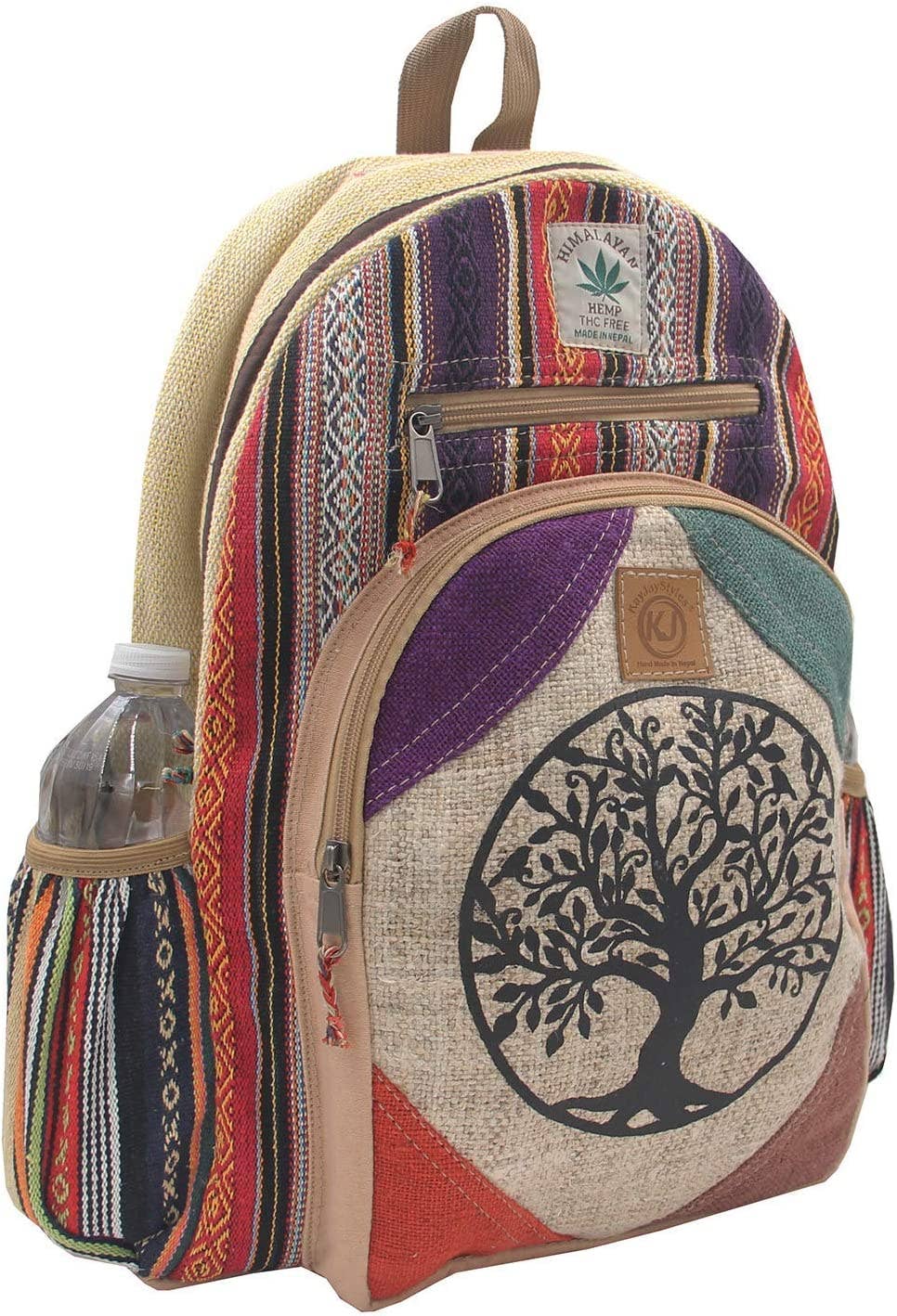 Lungta Imports - Wholesale Backpack - Unisex - Handmade Large Multi Pocket Natural Hemp Nepal Backpack1