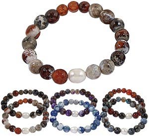Gypsy Rose - Wholesale Beaded Bracelet - Semi Precious Stone With Freshwater Pearl Bracelet1