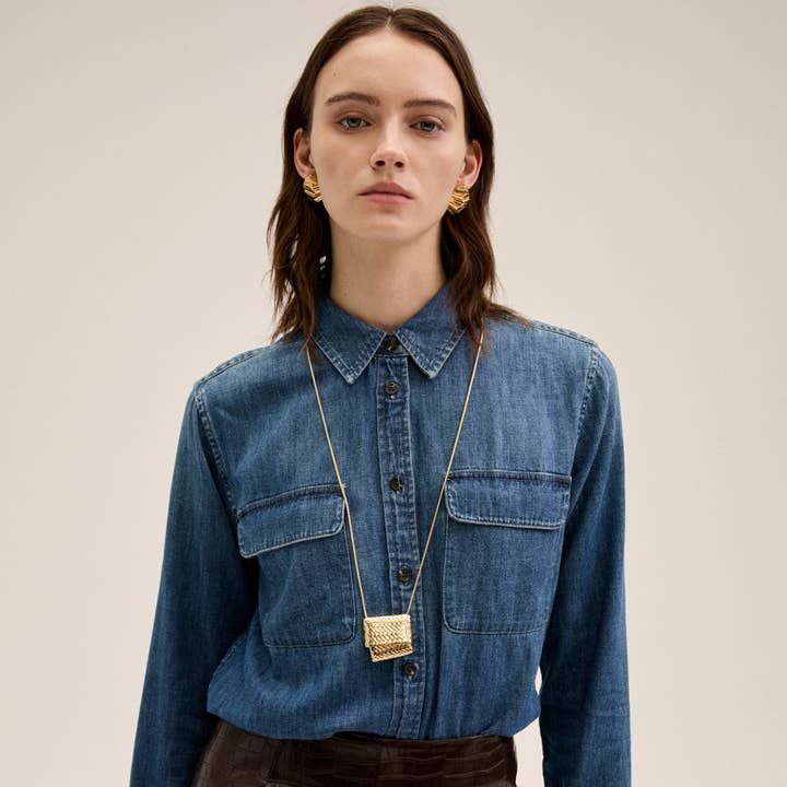 MINI BOLSA COLAR COM EMBUTIDO DOURADO - N64 por atacado de NALI'