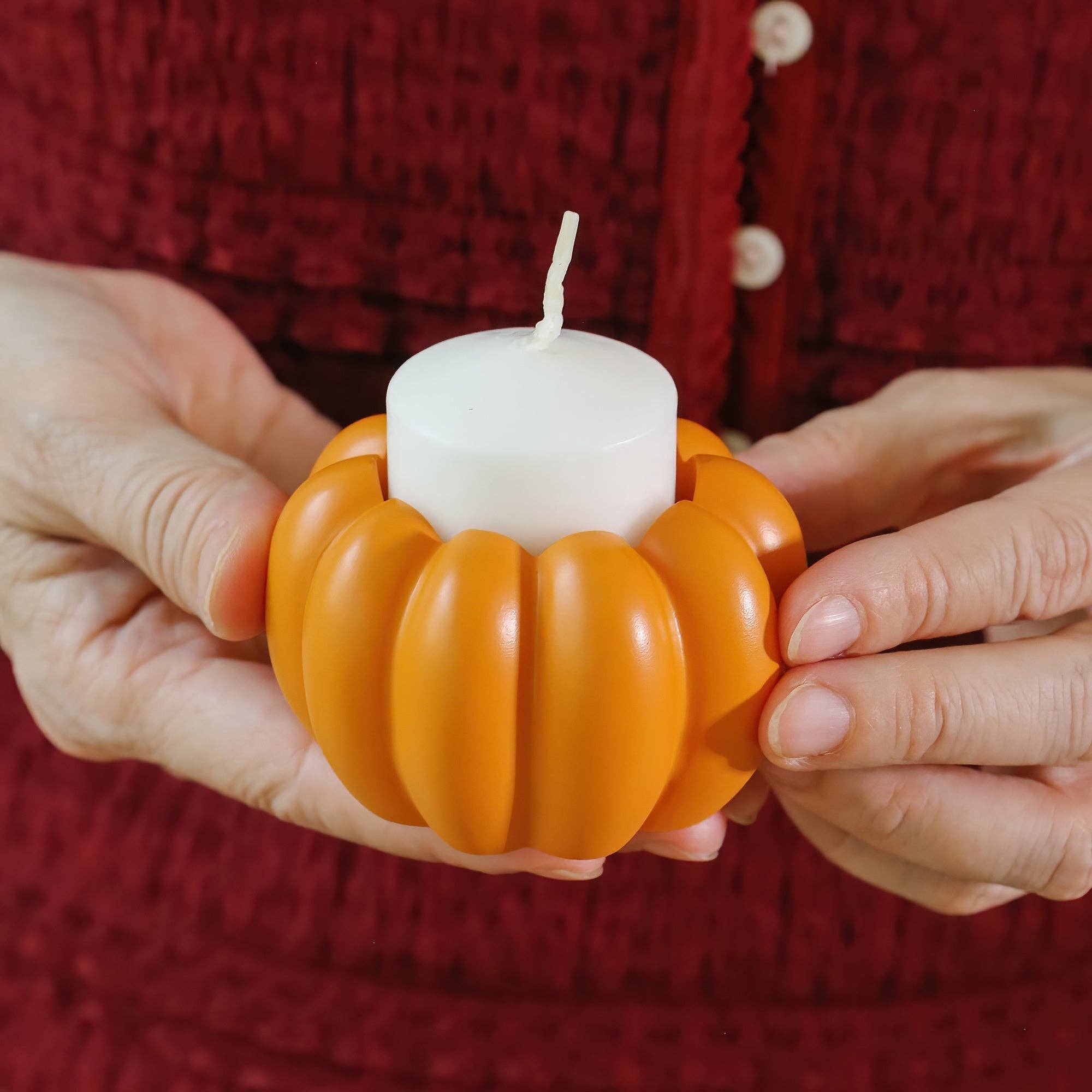 Kate Aspen - Wholesale Candle Holder - 2-in-1 Pumpkin Tealight/Candlestick Holder (Set of 6) - Orange3