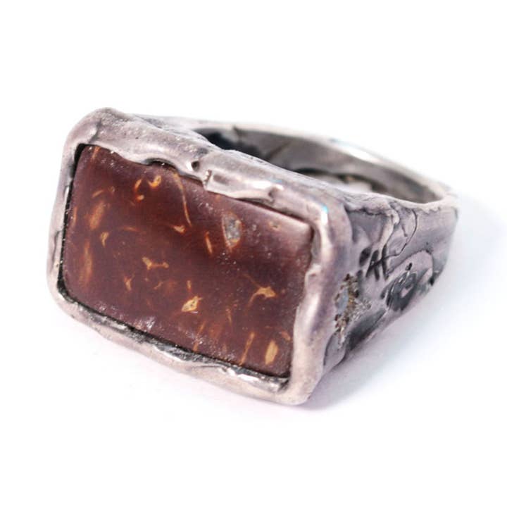 Coconut wood chevalier ring for wholesale by Arlo Haisek