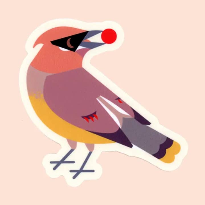 Cedar Waxwing Sticker for wholesale by Pigeon Post
