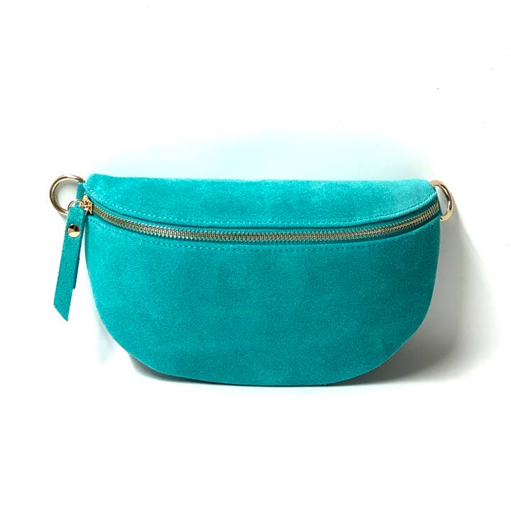 Cassette Barcelona - Wholesale Belt Bag - Women's - Cassette - Suede Fanny Pack Turquoise
