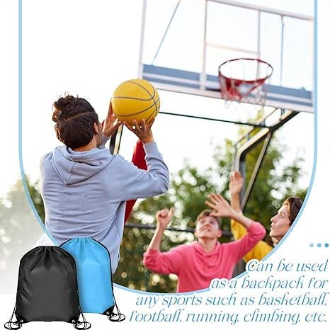 Crover - Wholesale Drawstring Bag - Unisex - Drawstring Backpack Bag (Black & Sky Blue)3