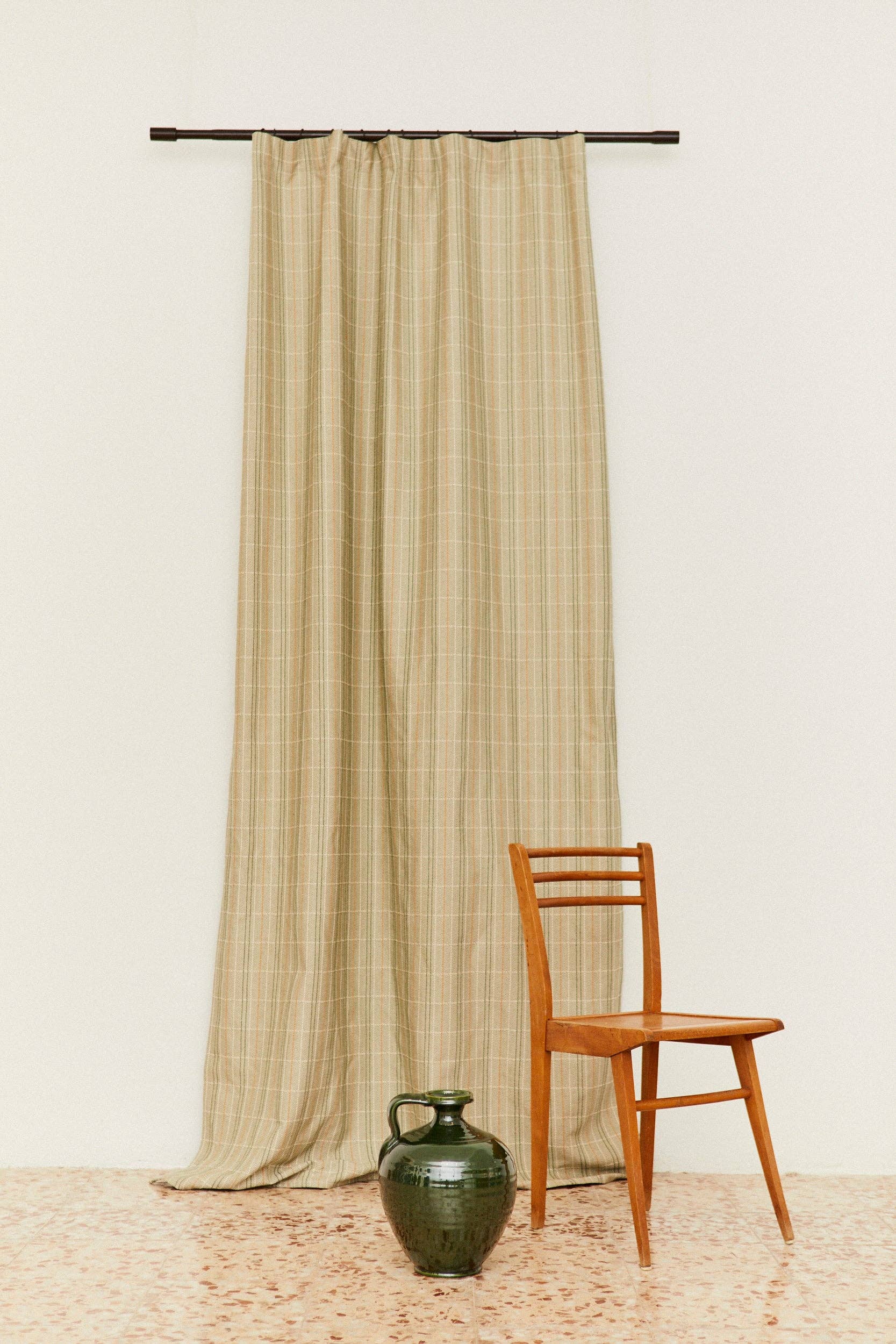 Eturel Madrid - Wholesale Curtain - Green herringbone curtain