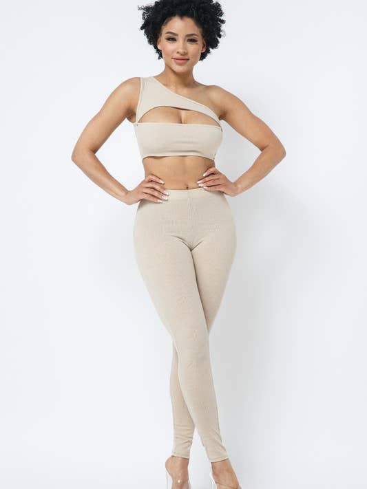 Cut Out Bust Crop Top med Leggingssæt for engroshandel hos Belita Collection
