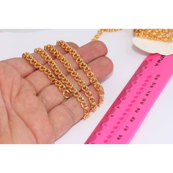 QueenJewelryM - Wholesale Link & Chain Necklace - 5mm 24k Shiny Gold Rope Knitted Intertwined Chains, CHK639