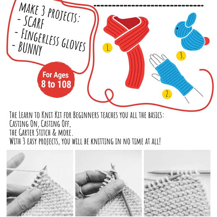 CraftLab - Wholesale Knitting/Crochet Supplies - Knitting Kit for Beginners, Kids and Adults