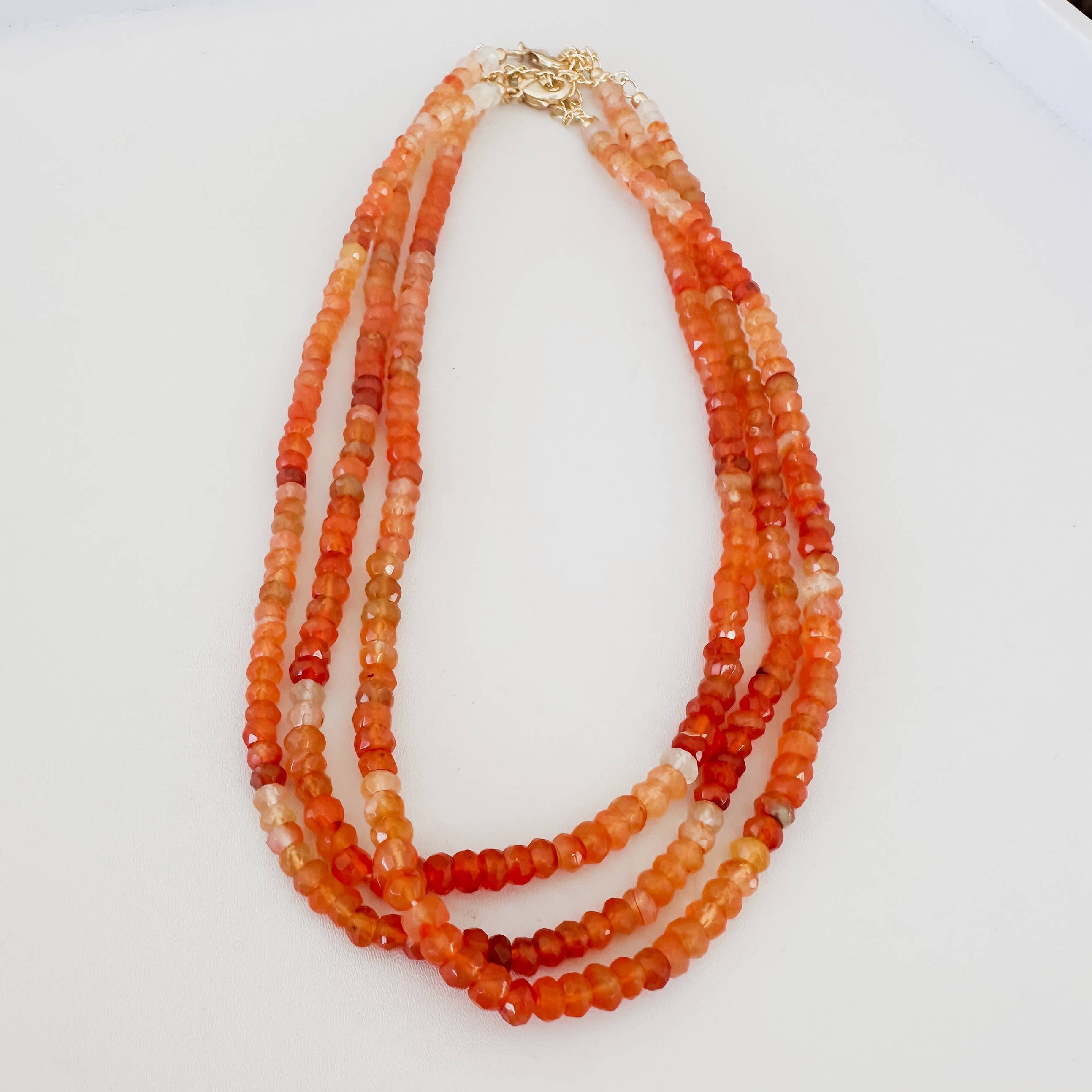 Orange Collier en Cornaline | Perles Ombrées Orange | Cadeaux pour Femmes en vente sur Faire4