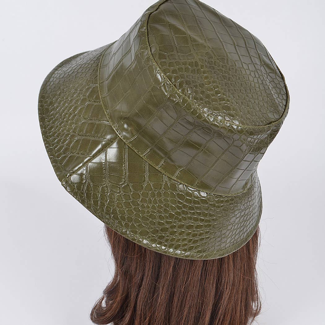 3AM BY H&D ACCESSORIES - Wholesale Bucket Hat - Women's - Faux Croc Bucket Hat7