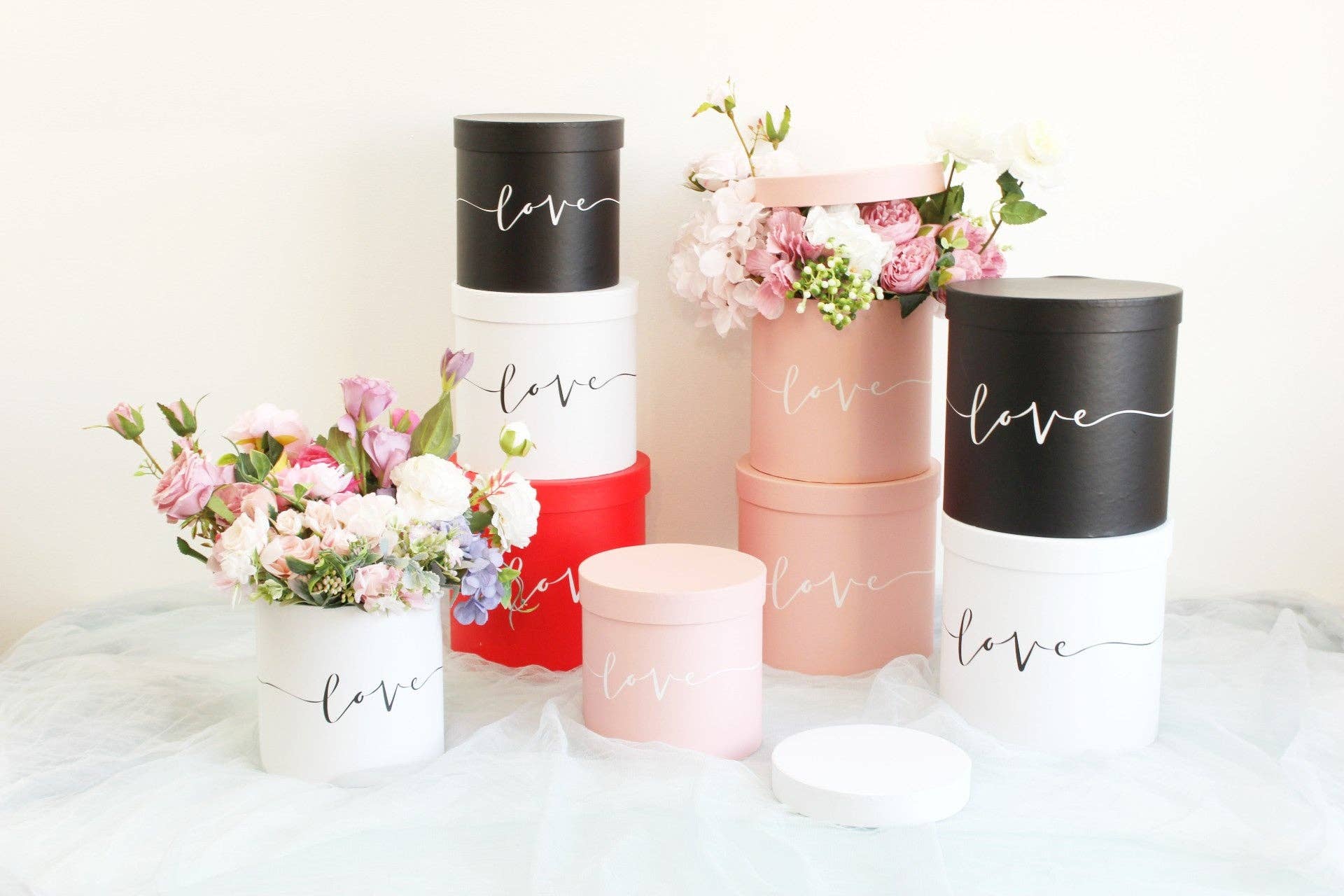 Elegant Design Supply - Wholesale Gift Box - Love Pattern Round Hat Flower Box18