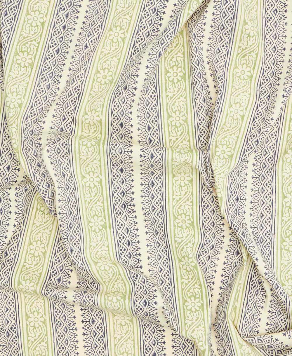 Anchal - Wholesale Shower Curtain - Floral Stripe Block Print Shower Curtain1