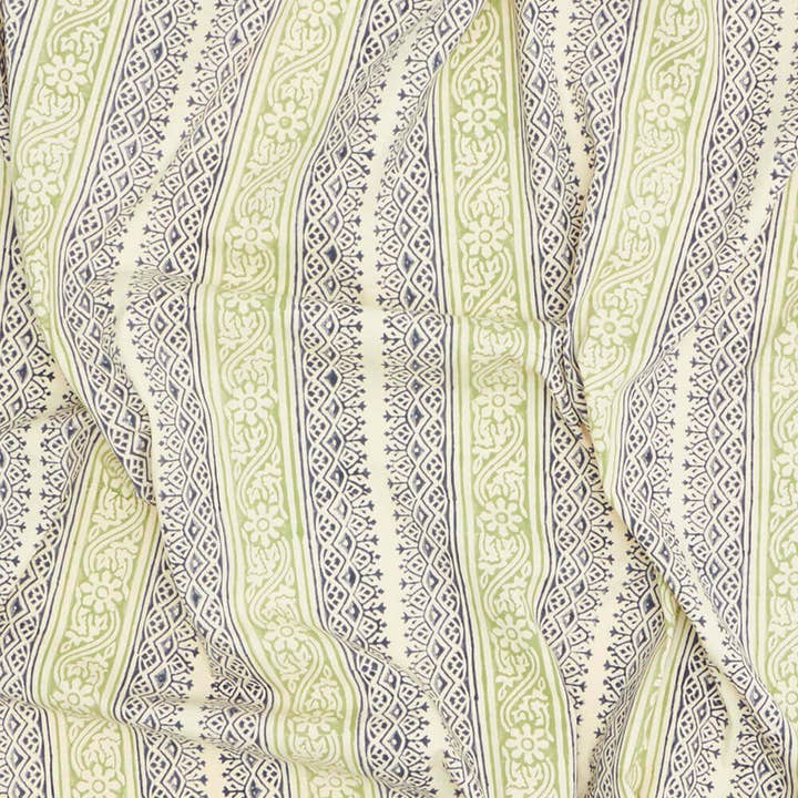 Anchal - Wholesale Shower Curtain - Floral Stripe Block Print Shower Curtain1