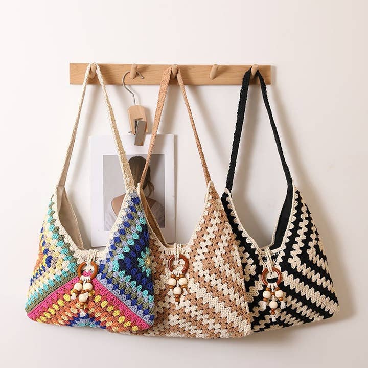 Ethnic style one-shoulder cotton woven bag for wholesale by Little Trendy