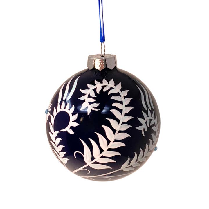 Dark Blue Emboss Drop Ornament 4" for wholesale by David Christopher's Collection