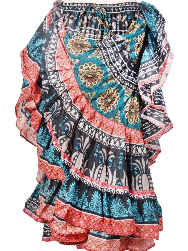 Rok met digitale print Zwart/Groen voor wholesale door Senoritas Tribal Designs