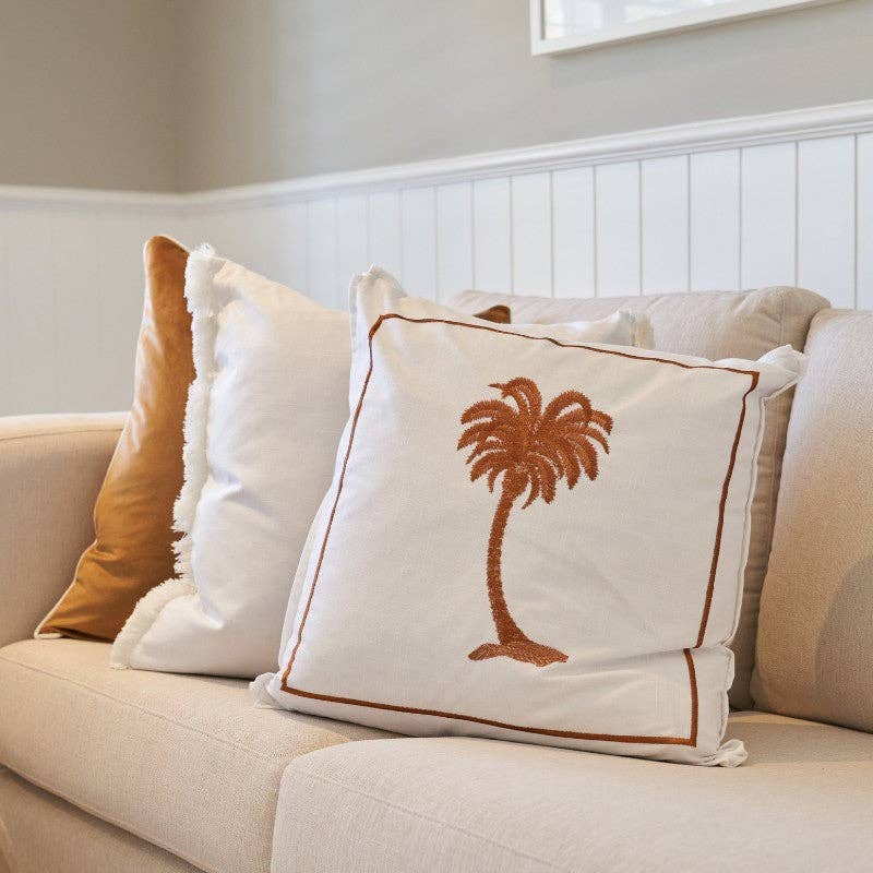 Mirage Haven - Vente Housse de coussin - Housse de coussin Palm Tree marron et blanc 50 cm x 50 cm PALM COVE4