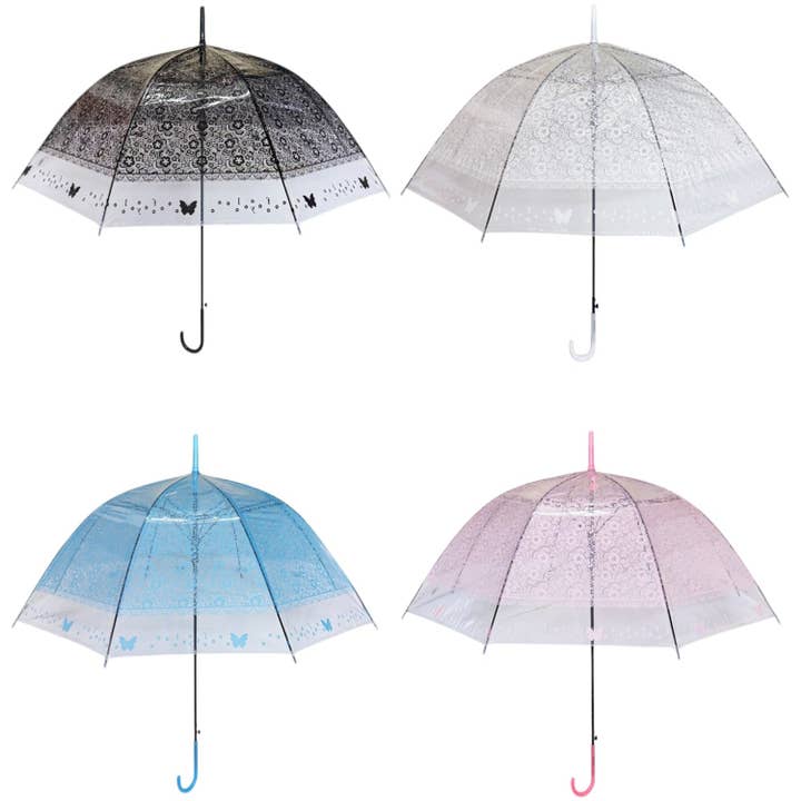 ASSORTI Parapluie Transparent Clair Papillon UM1109-5 (12PC) en vente sur Faire0