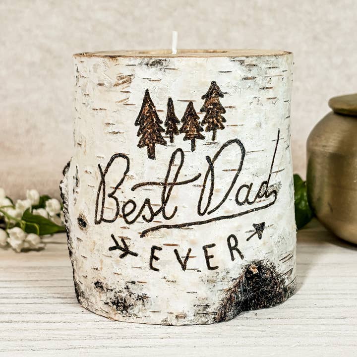 Handcrafted All Natural Birch Wood Candle - Best Dad Ever for wholesale by JV Country Creations
