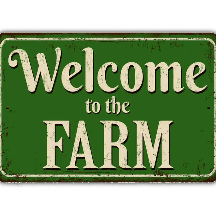 Game Time Prints - Vente Pancarte - Panneau « Welcome To The Farm » de style vintage3