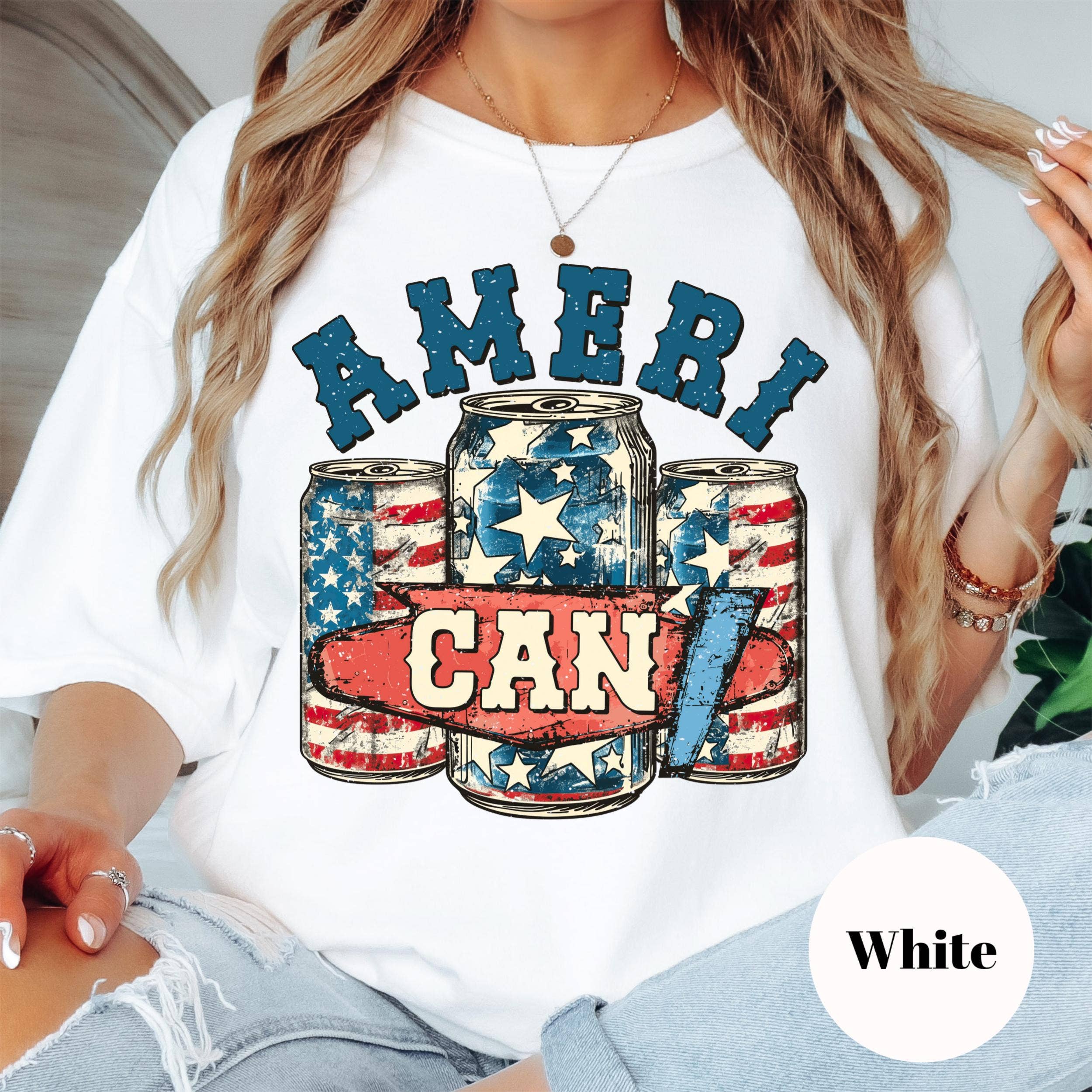 Epic Life  - Designed - Wholesale Screen Printed T-Shirt - Women's - AmeriCAN Beer Shirt, Comfort Colors® Shirt, Patriotic 4th of July Tee, Funny USA Graphic Shirt, Red White and Blue Shirt, Summer Party Tee6