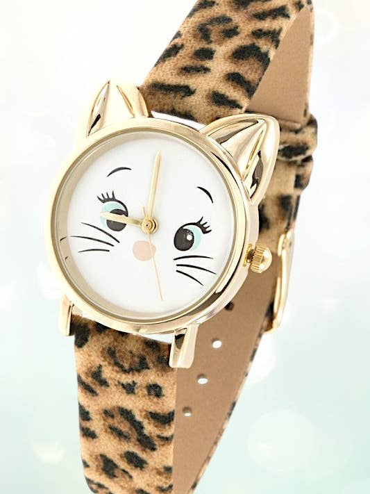 SCHATTIG KATTENFACE SJABLOON KUNSTLEER HORLOGE voor wholesale door Andrea Bijoux