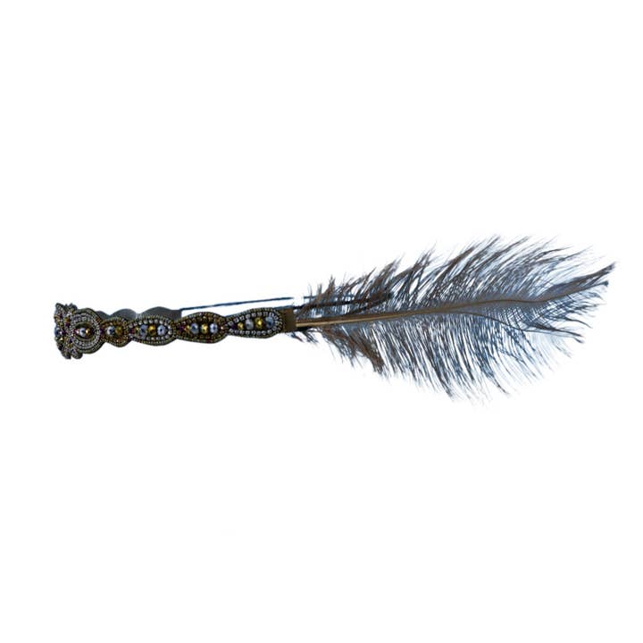 Western Fashion - Wholesale Fashion Headband - Women's - 71183 - Flapper Beaded Headband with Feathers1