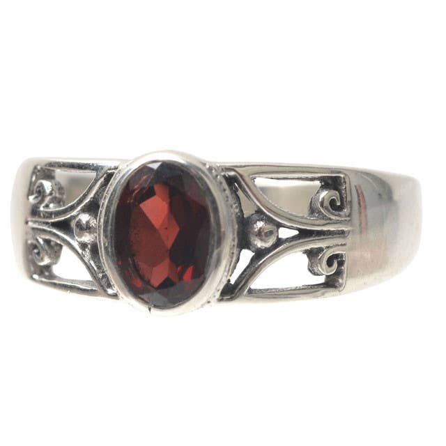STERLING SILVER AND GARNET RING for wholesale by Benjamin International