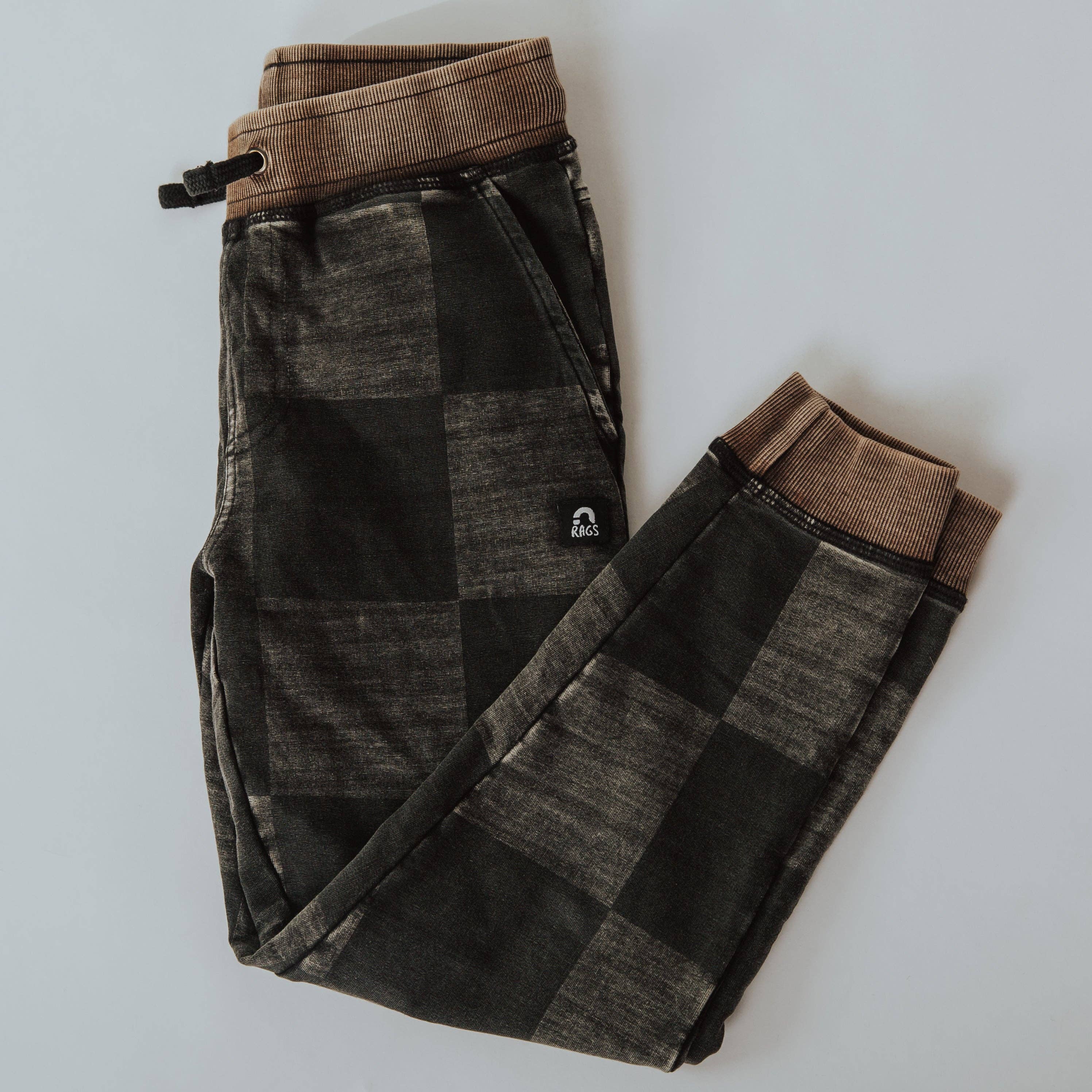 RAGS – wholesale Lounge sweatpants/jogging bottoms – Kids – Relaxed Fit Joggers - Washed Black Denim Check3