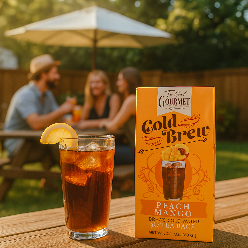 Too Good Gourmet – wholesale Drink mix – Sweet Tea Cold Brew - Peach Mango, Strawberry, and Lemonade1