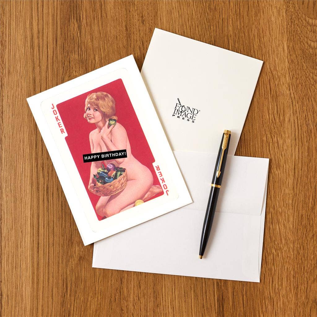 Found Image Press - Vente Assortiments de papeterie/cartes - Carte de vœux HB-594 Carte Joker avec femme nue1