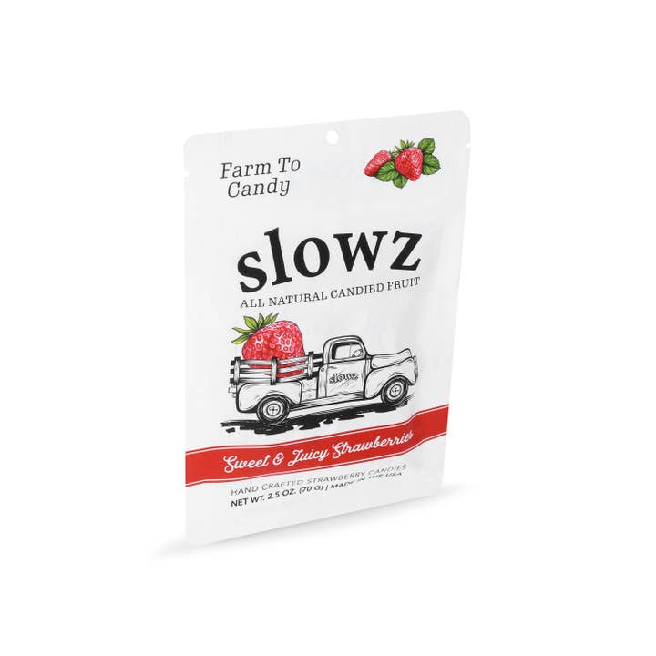 Slowz All Natural Candied Fruit - Wholesale Hard Candy - Orginal Sweet Juicy Strawberry - Delicious Flavour Candy