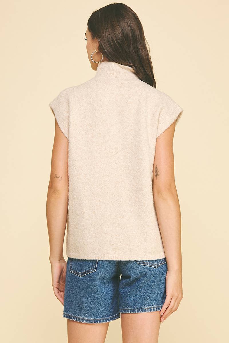 PINCH - Wholesale Knit Sweater - Women's - TURTLE NECK CAP SLEEVE SWEATER - 6334W17