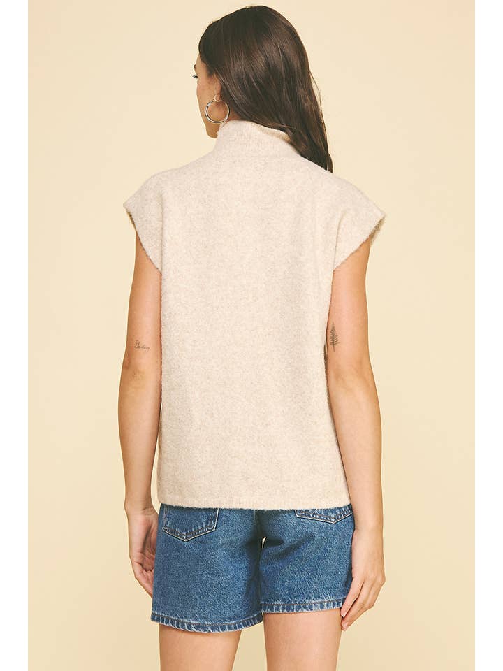 PINCH - Wholesale Knit Sweater - Women's - TURTLE NECK CAP SLEEVE SWEATER - 6334W17