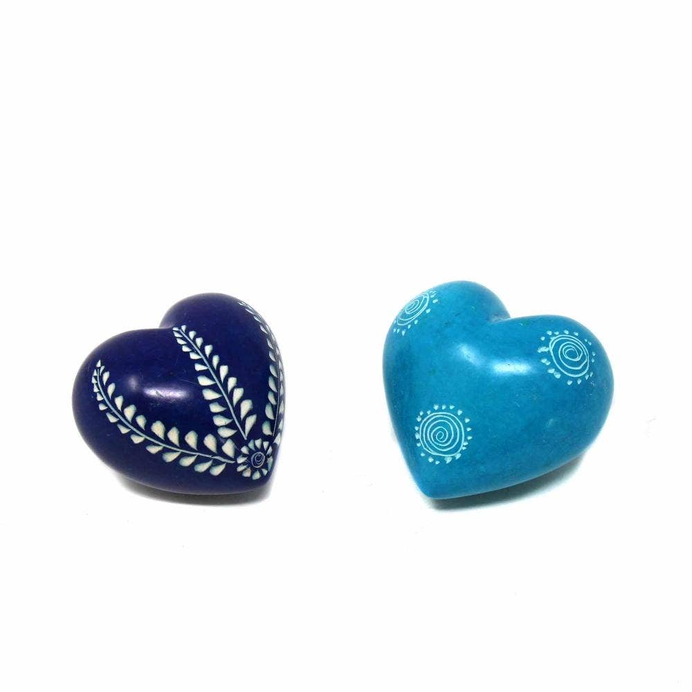 Global Crafts - Wholesale Decorative Tabletop Object - Soapstone Hearts in Assorted Colors with Designs- Set of 103