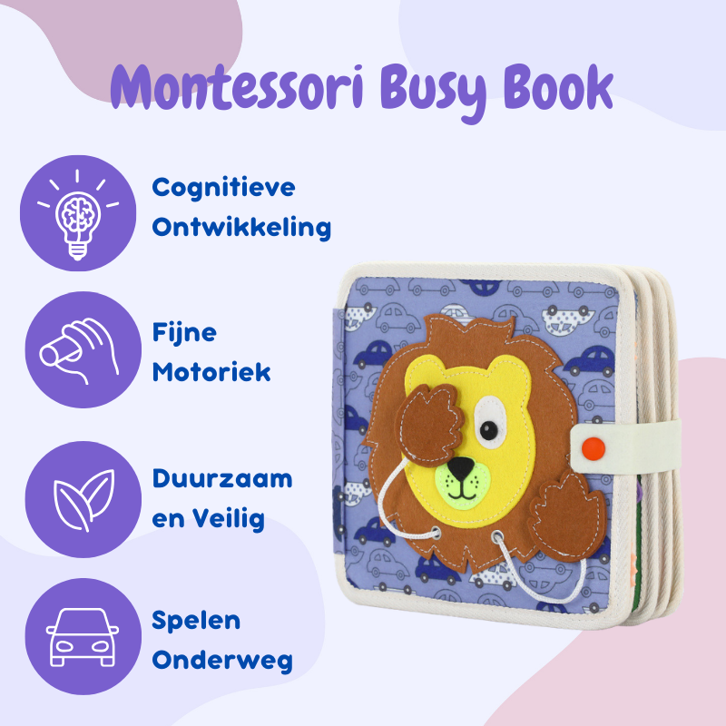 Joymaxx – wholesale Baby- och småbarnsbok (0–2) – Montessori Aktivitetsbok Lejon3