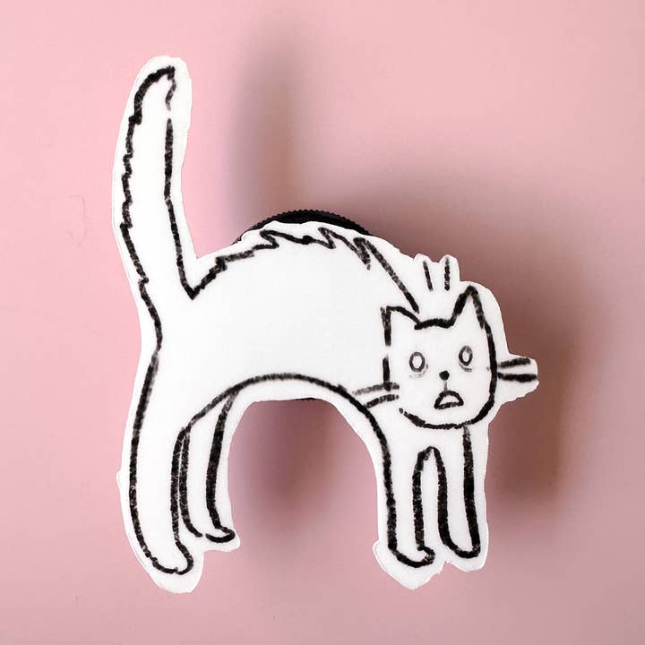 Skrämd katt vinylklistermärke för wholesale av Ashley Frye Studio