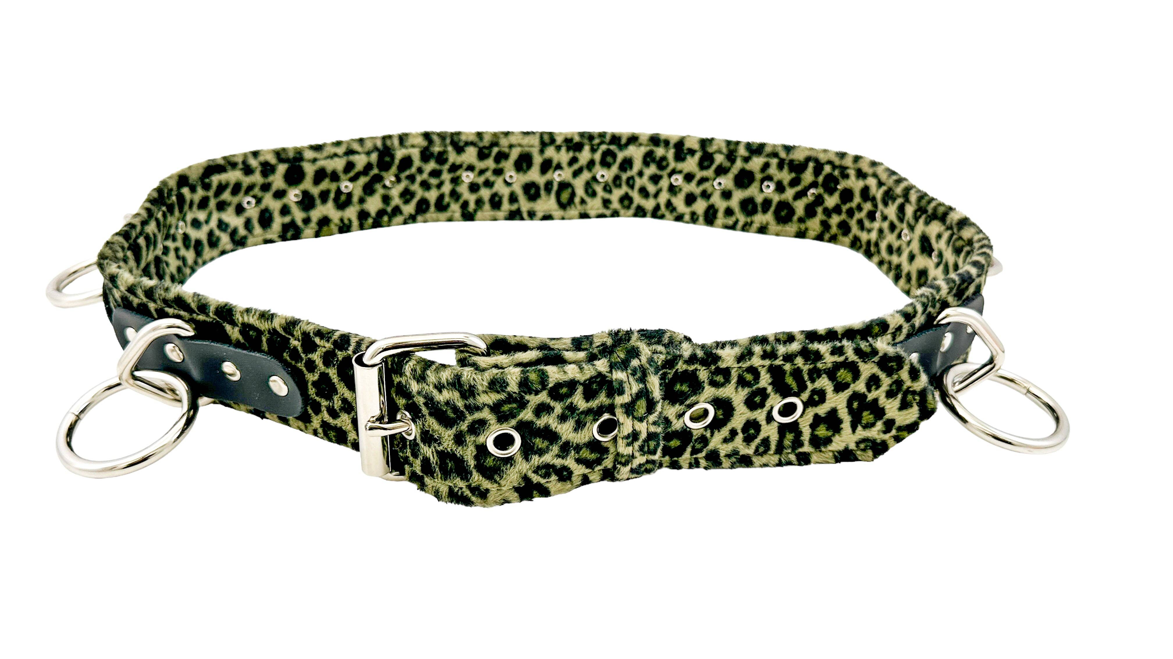 Funk Plus – wholesale Bälte - Dam – BT114L-GRÖNT LUDDIGT LEOPARD BONDAGE BÄLTE4