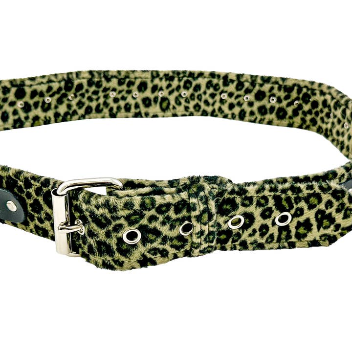 Funk Plus – wholesale Bälte - Dam – BT114L-GRÖNT LUDDIGT LEOPARD BONDAGE BÄLTE4