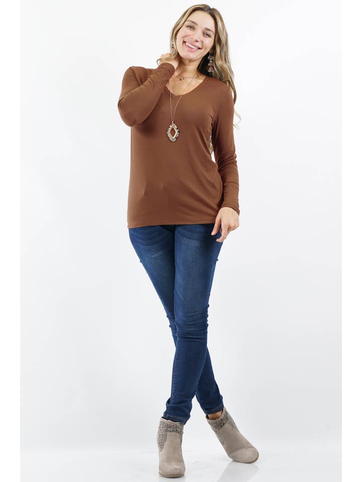 42POPS - Wholesale T-Shirt - Women's - ",.Plus Microfiber Long Sleeve V Neck Tee31