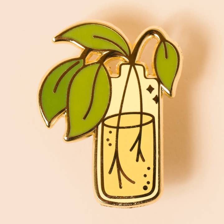 pothos in a bottle enamel pin for wholesale by EVRYDAY MONDAY