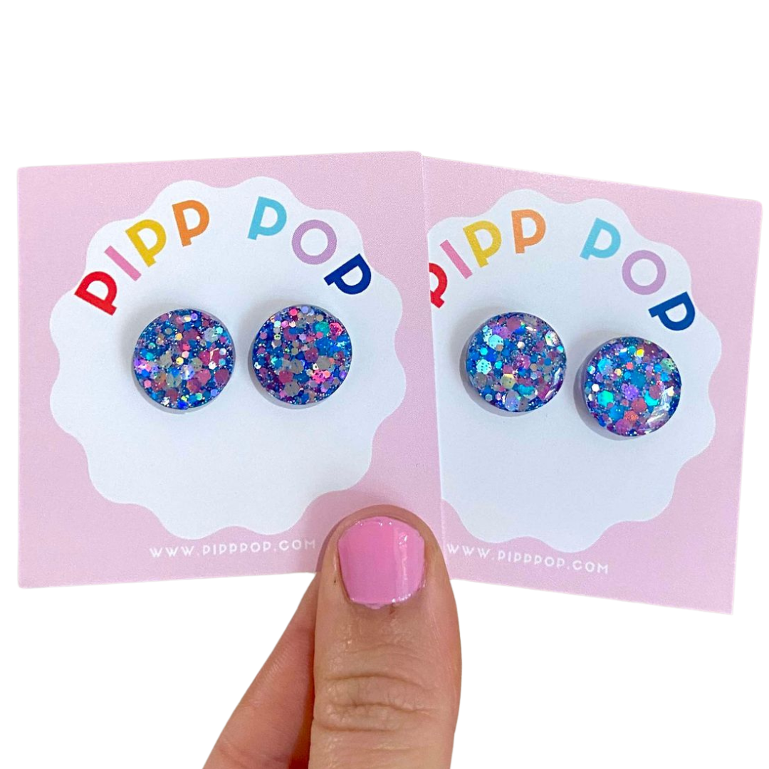 Pipp Pop - Wholesale Stud/Post Earrings - Glitter Resin Studs - 34 Colours Available21